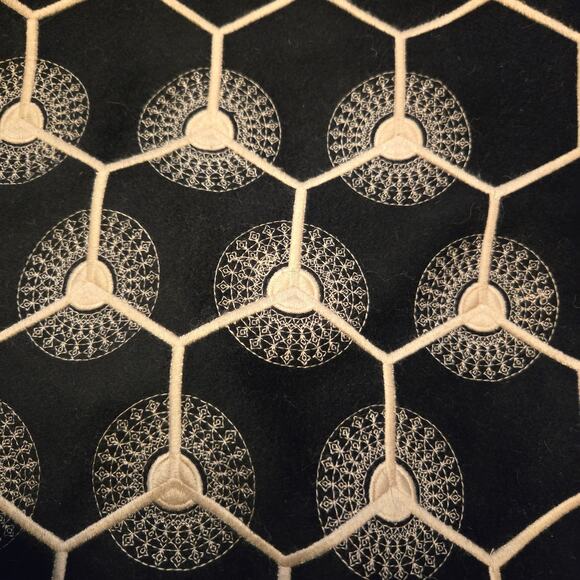 Anne Fontaine Wool Embroidered Cape One Size Honeycomb Pattern HTF Paris - Picture 7 of 11